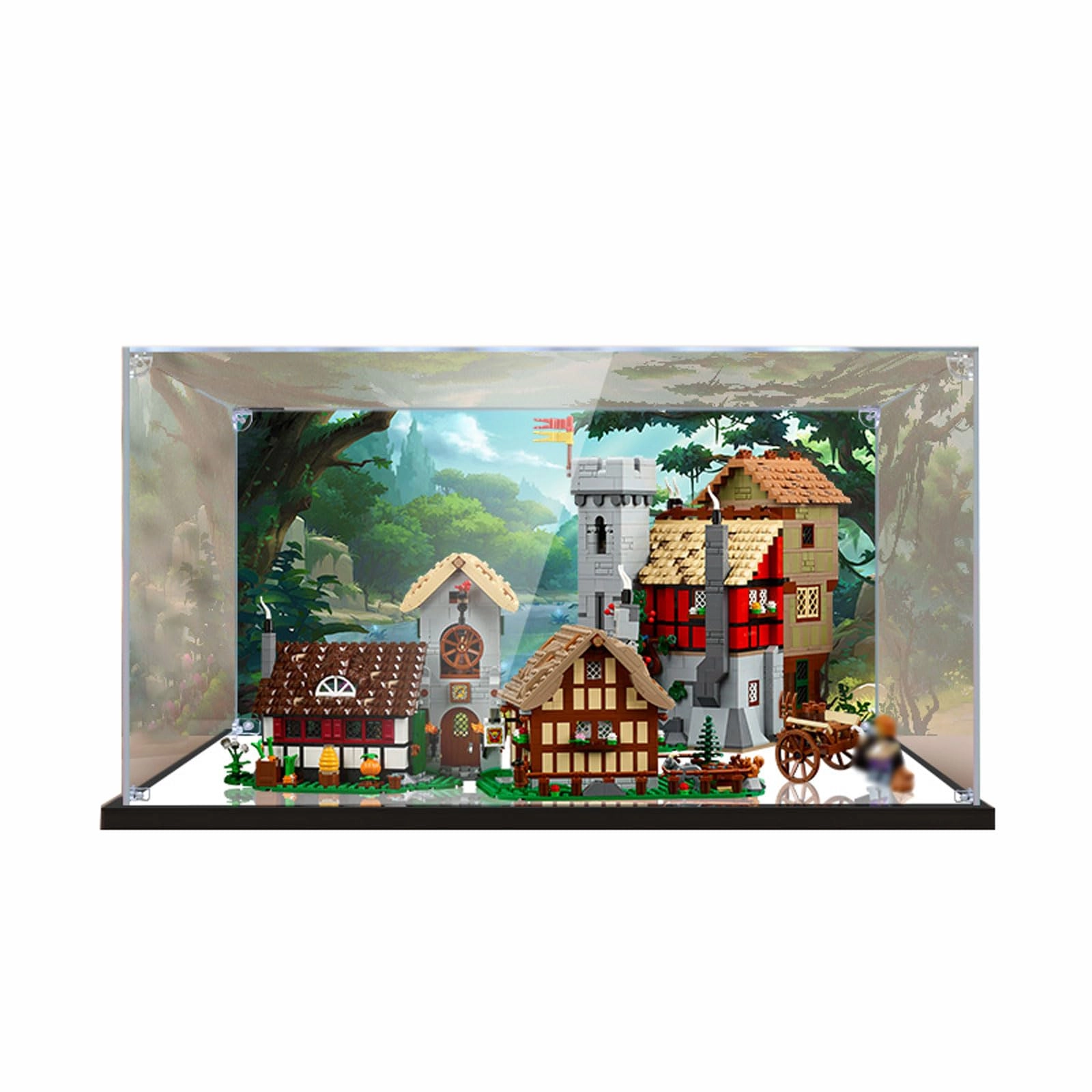 TIANQING Acrylic Display Case - 50 x 40 x 30 cm With Background+mirror