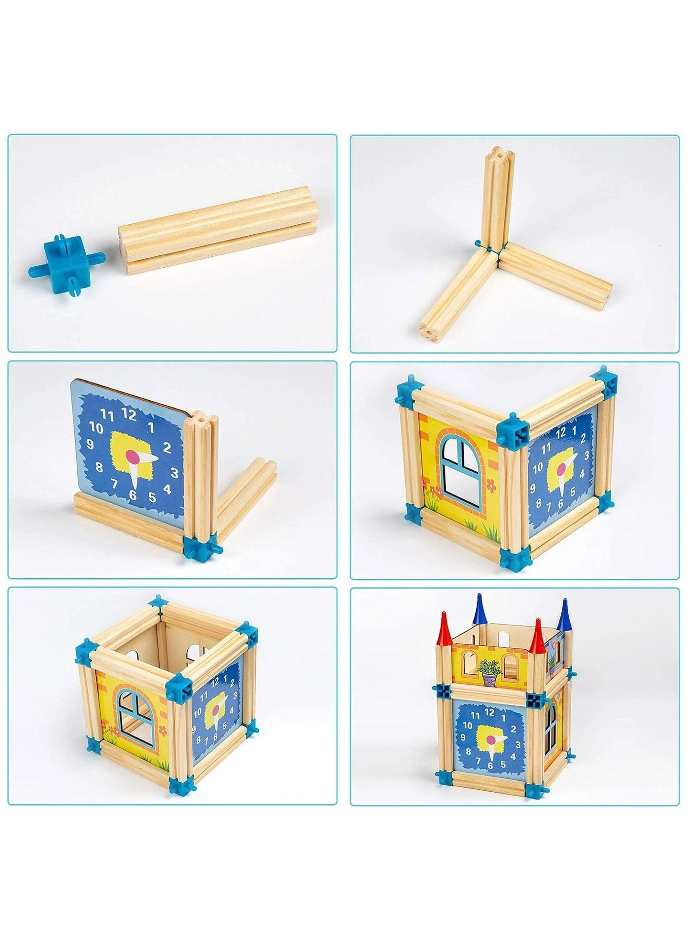 Wooden Construction Bricks - Castle 128pcs