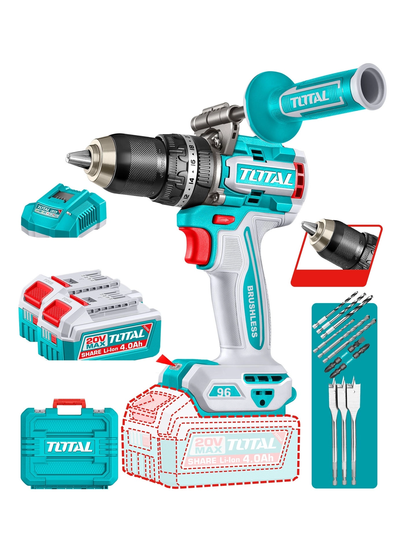 Brushless Cordless Impact Drill - 2x4.0Ah