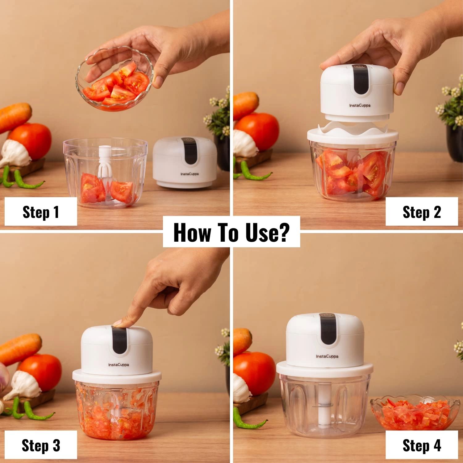 Mini Electric Chopper - 0.35 Liters Battery Powered