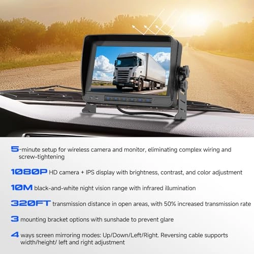 7 "IPS HD Backup Camera - Night Vision Wireless 1080P