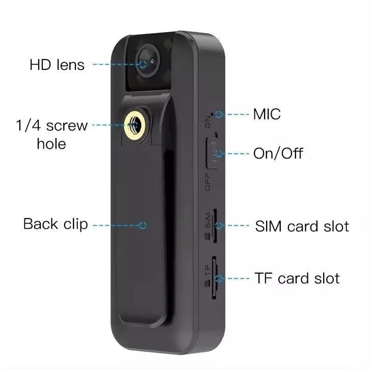 4G SIM Full HD Body Camera - 1080p 64 GB