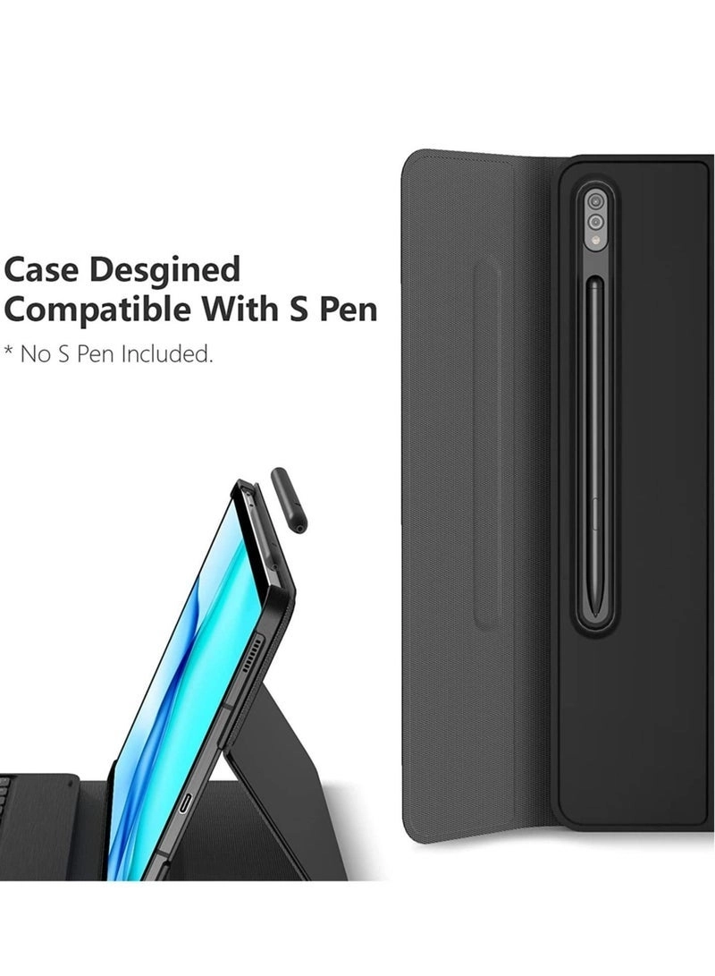 Keyboard Case with Detachable Keyboard and Micro USB Charging for Galaxy Tab S8 Plus 12.4-inch (2022) and Galaxy Tab S7 Plus 12.4-inch (2020)