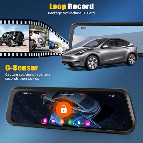 9.66" IPS Mirror Dash Cam - 1080P 30FPS