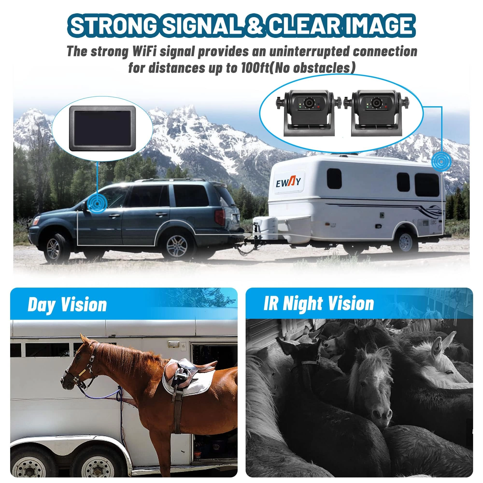 Wireless WiFi Magnetic Hitch Backup Camera - Night Vision 1080P