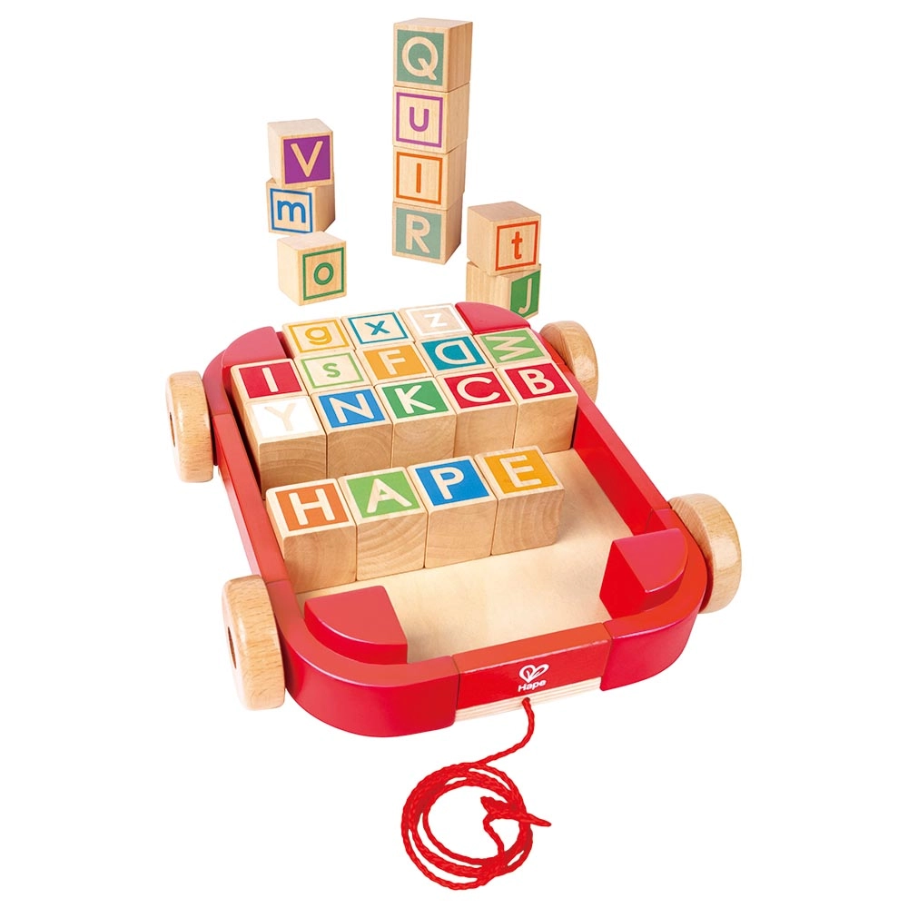 Hape Pull-along Cart With Stacking Blocks - Suitable for 24 month and above