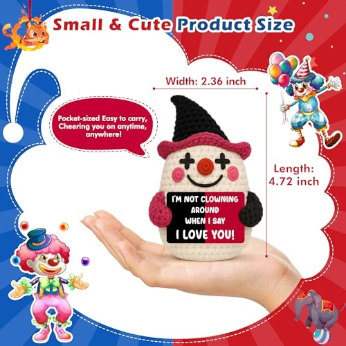 Crochet Clown - Handmade 12 x 7.5 x 6 centimeters
