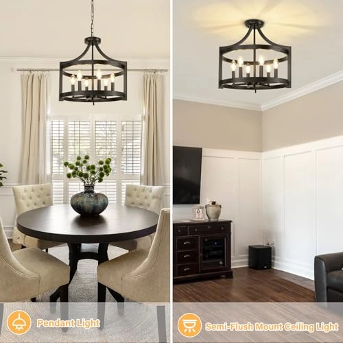 Modern Chandelier - 6 Lights Adjustable Height