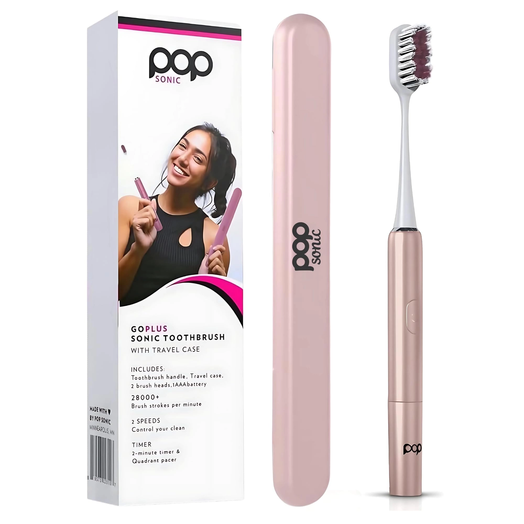 Pop Sonic Go Plus - Travel Rose Gold 18,000-24,000 Vibrations Per Minute
