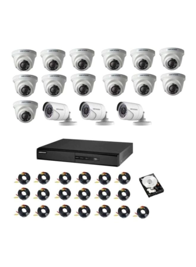 Dome Camera + Bullet Camera + Cable + DVR k1 + Hard Disk - 16 channels 2 pixels