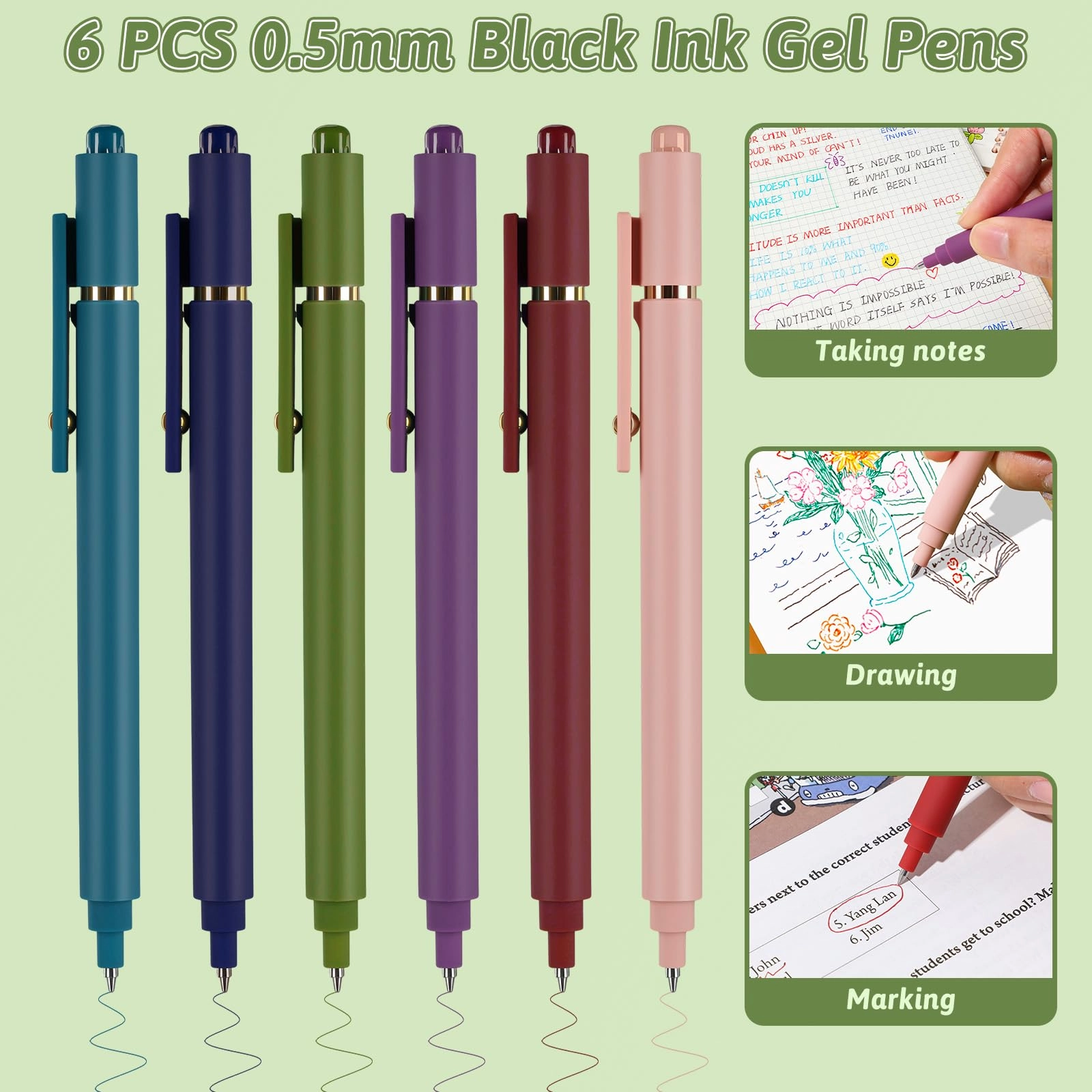 Spiral Notebooks + Ink Gel Pens + Refills A5 Spiral - Lined 540 Sheets