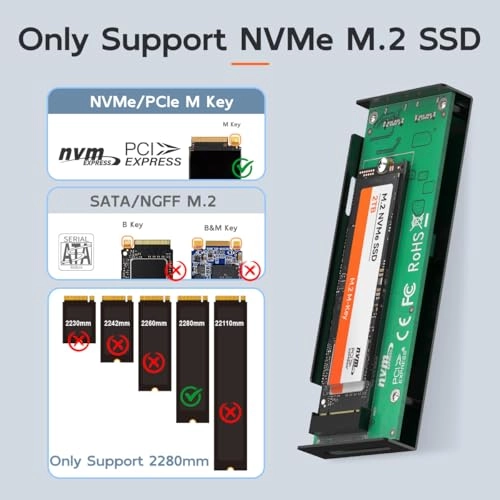 M.2 NVMe Enclosure - USB 3.2 GEN2x2 PCIe NVMe M-Key 2280