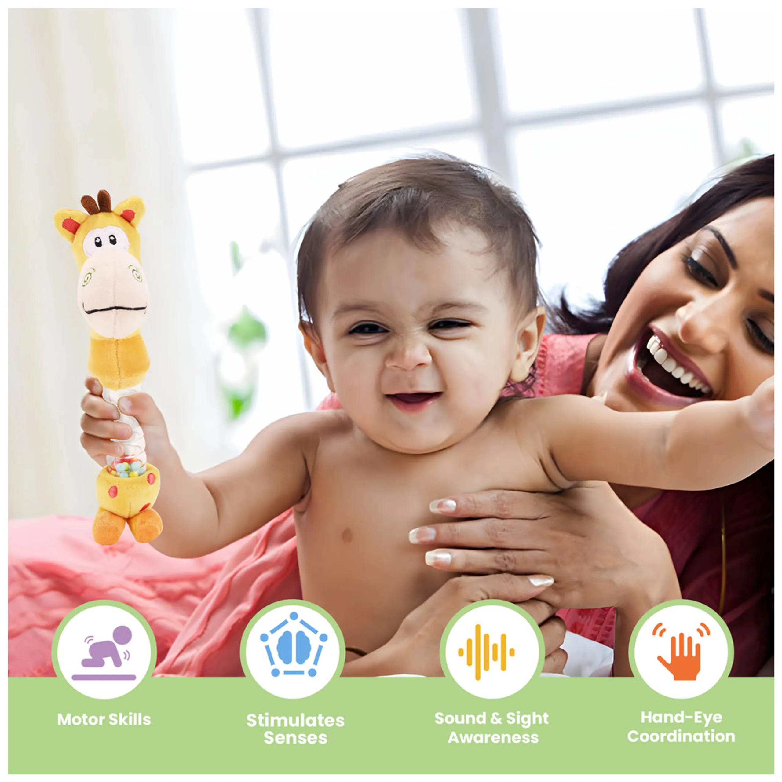 Playtime Giraffe Rattle - Suitable For 0 to 12 Years soft, plush material
