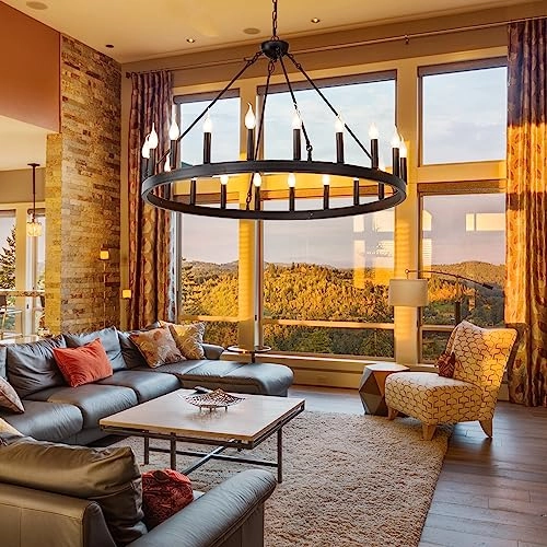 Wagon Wheel Chandelier - Dimmable