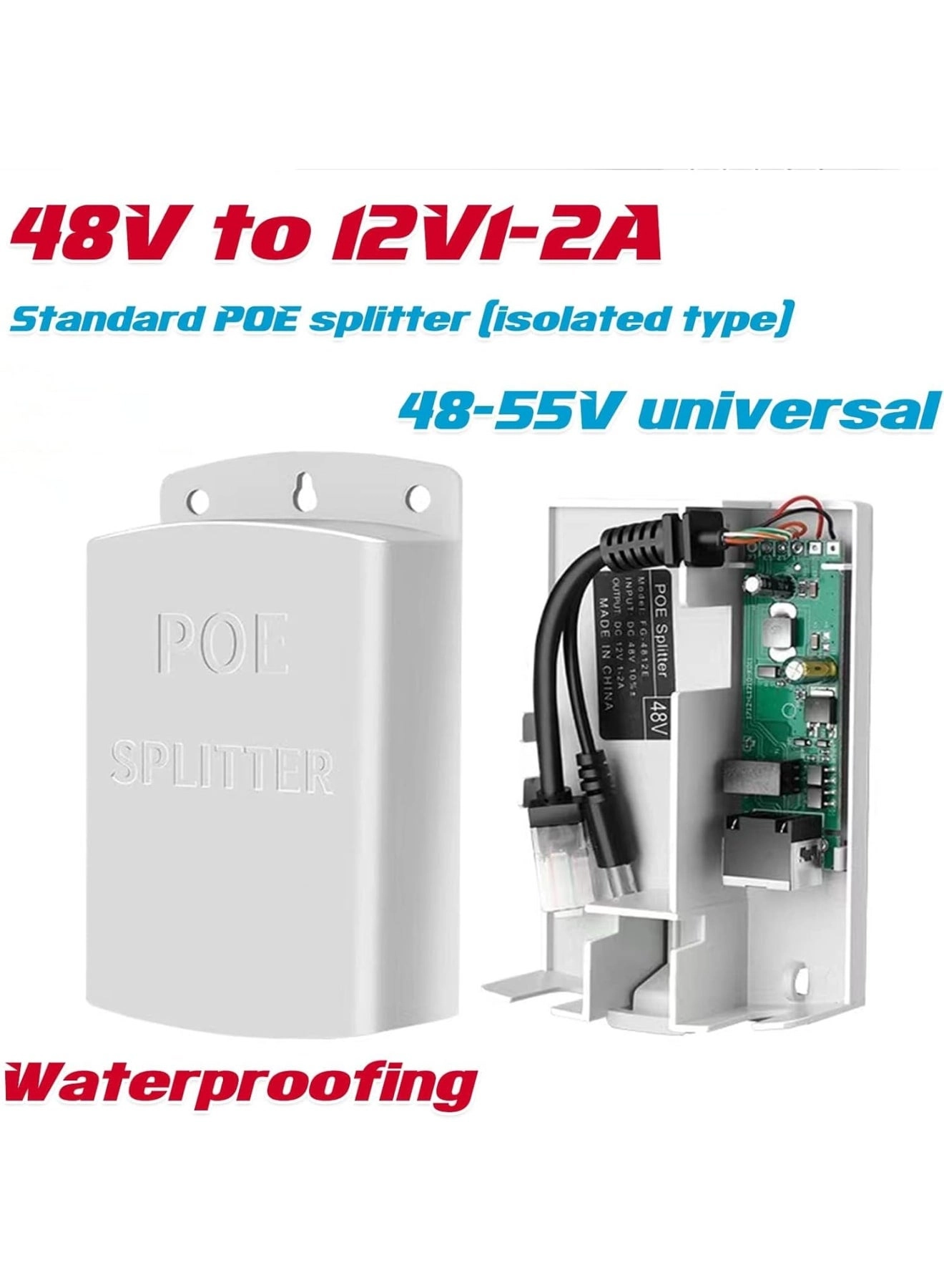 PoE Splitter - 12V IEEE 802.3af/at 10-100