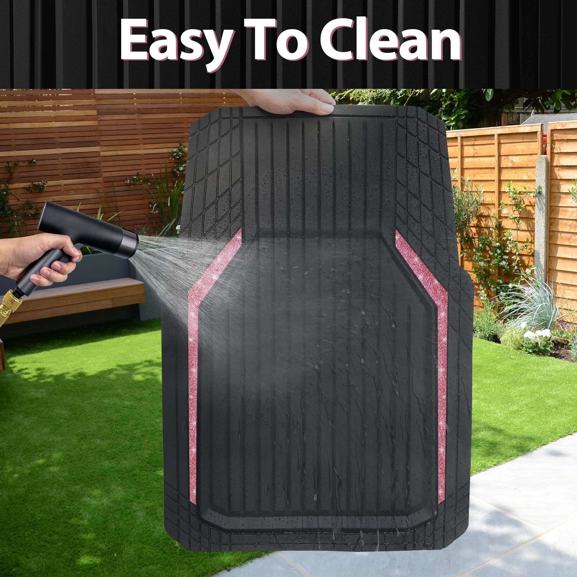 Rubber Floor Mats - Pink Universal Fit 3.0 Count