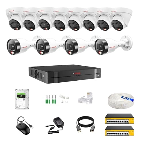 16CH AI NVR + 4MP Dome IP Camera + 4MP Bullet IP Camera + 4TB Hard Disk + 8+2 POE Switch + CAT6 Cable