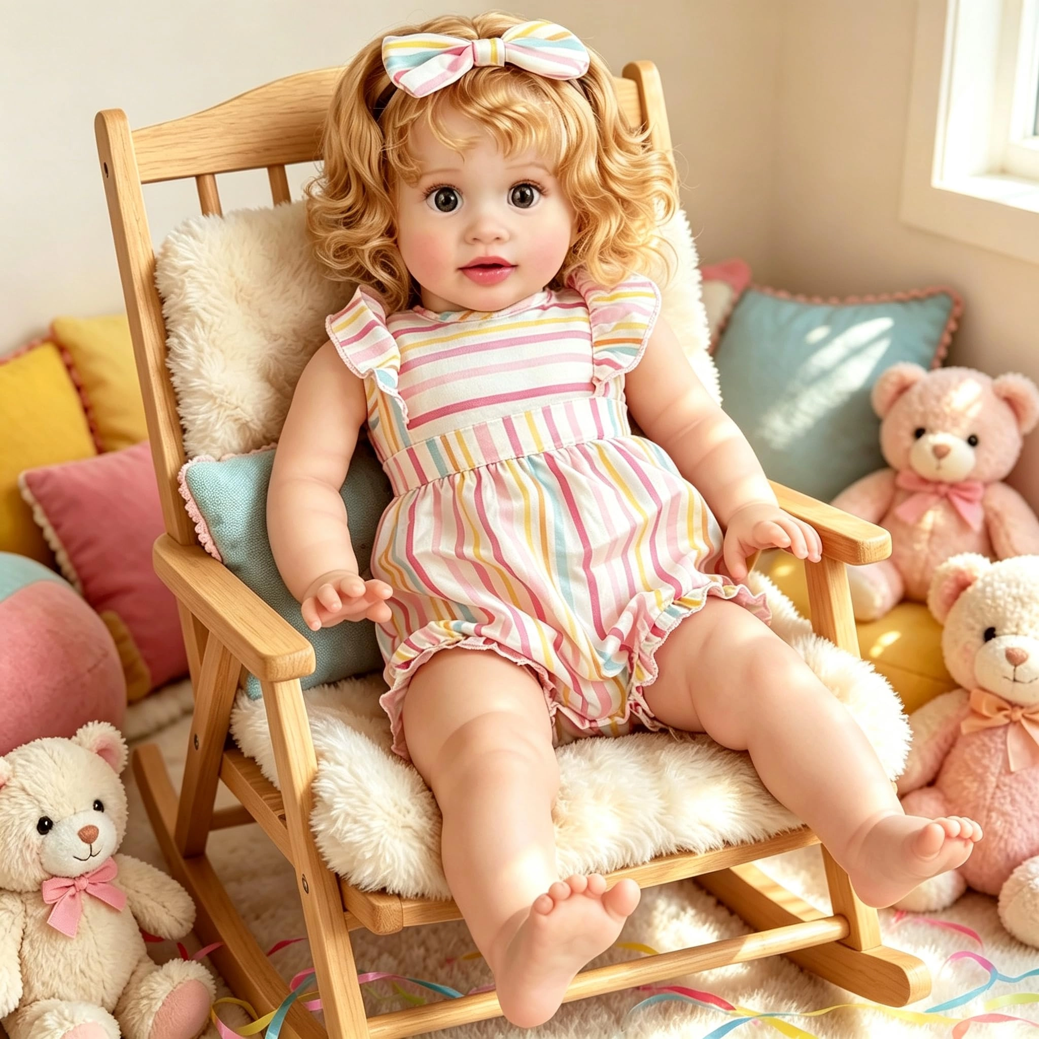 Pippa Reborn Baby Doll - 26 inch Cotton Vinyl Hand-rooted Curly Hair Ages 3+