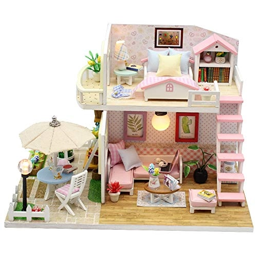 Miniature Wooden Dollhouse - 3D DIY LED lights