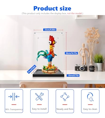 Acrylic Display Case - for Lego Moana 2 Heihei Buildable Animal 43272 25 x 25 x 36 cm