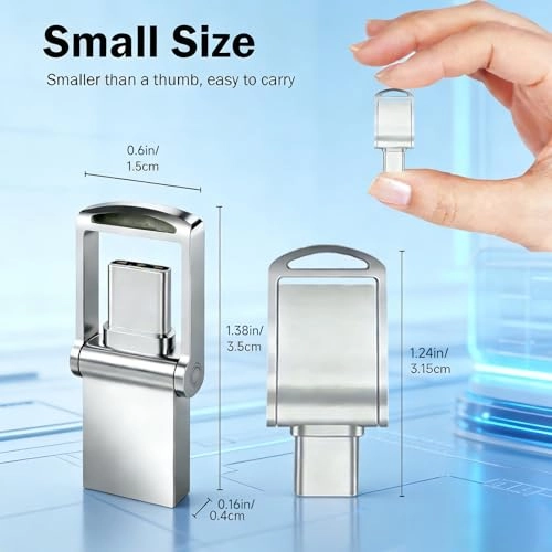 Mini USB Flash Drive - USB 2.0 USB C & USB A 16GB