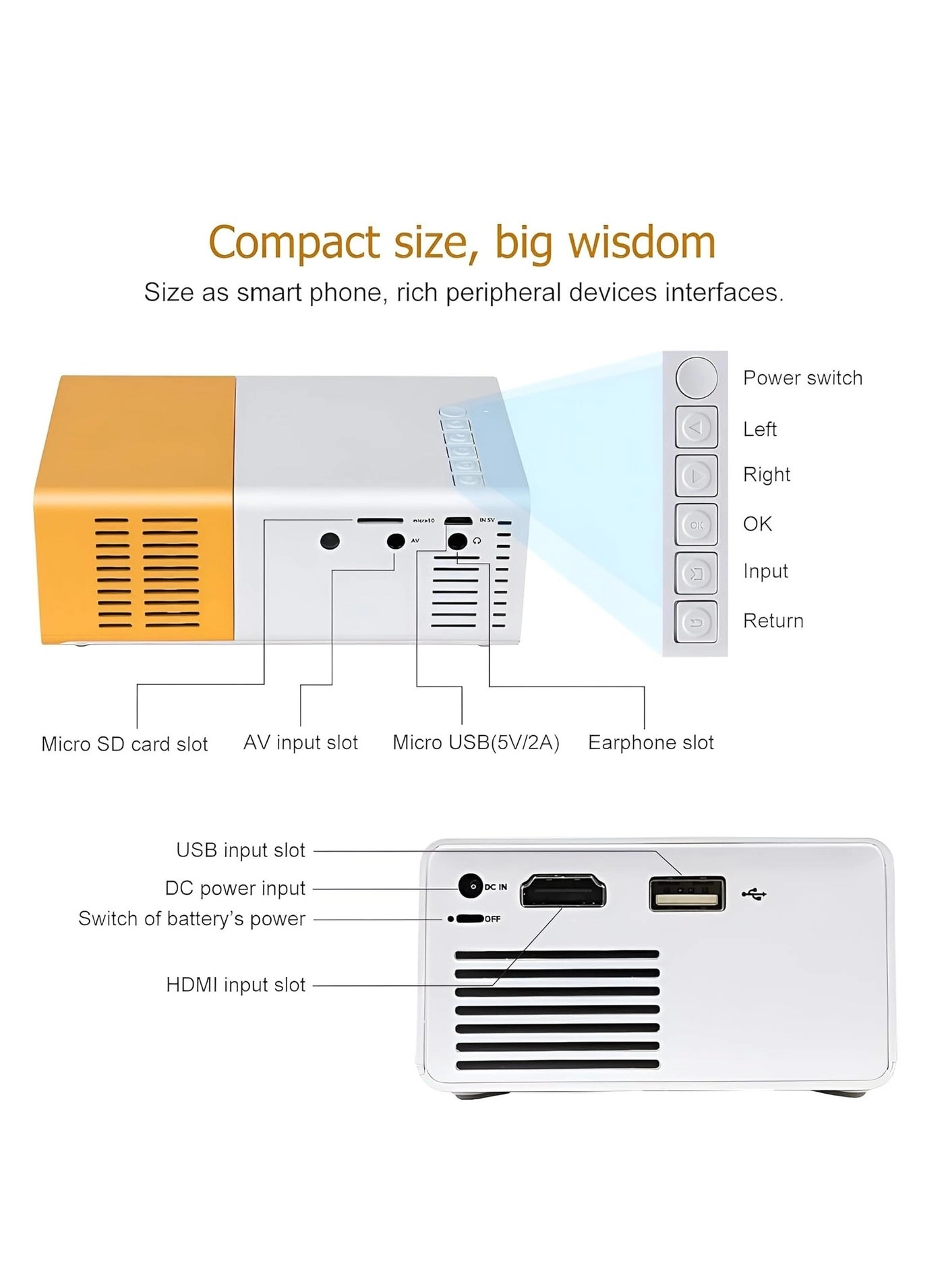 Portable Mini Projector Smart Projector 400 Lumens