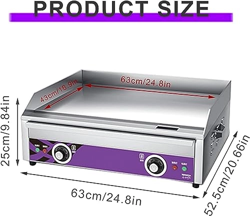 Electric Countertop Griddle - 636*365*9mm/25*14.37*0.35 cm