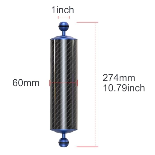 Carbon Fiber Underwater Float Arm - Dual Ball Mounts Compatible with Diving Trays