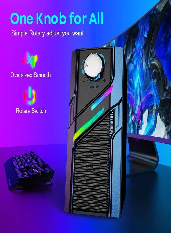 Computer Speakers - Easy Knob Touch Lights USB AUX Plug and Play