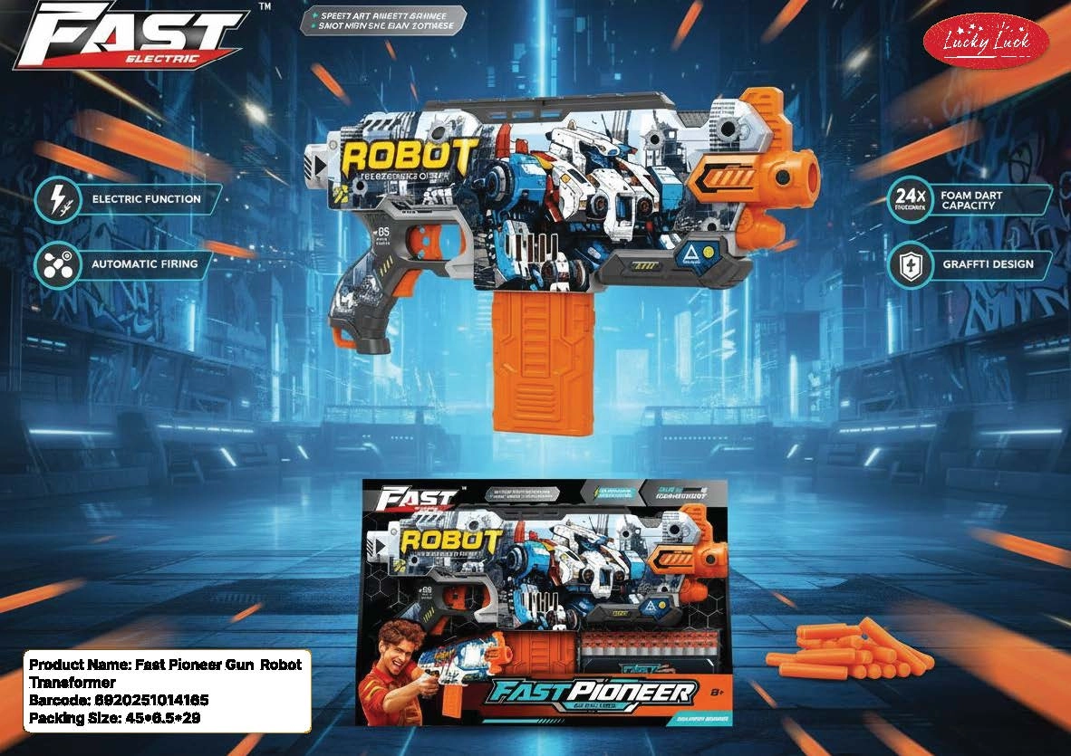Fast Pioneer Gun Robot Transformer - Foam Dart Blaster Rapid Fire