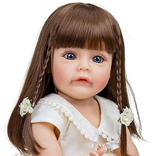 Sue-Sue Reborn Baby Doll - 55 cm Silicone Rooted Brown Hair
