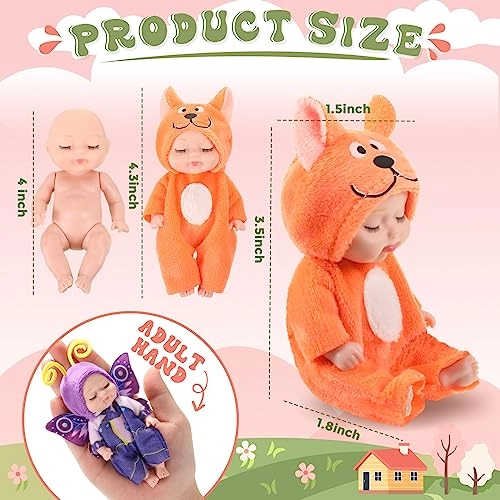 Reborn Baby Doll - 10 Pcs 4 Inch Animal Clothes Ages 3+