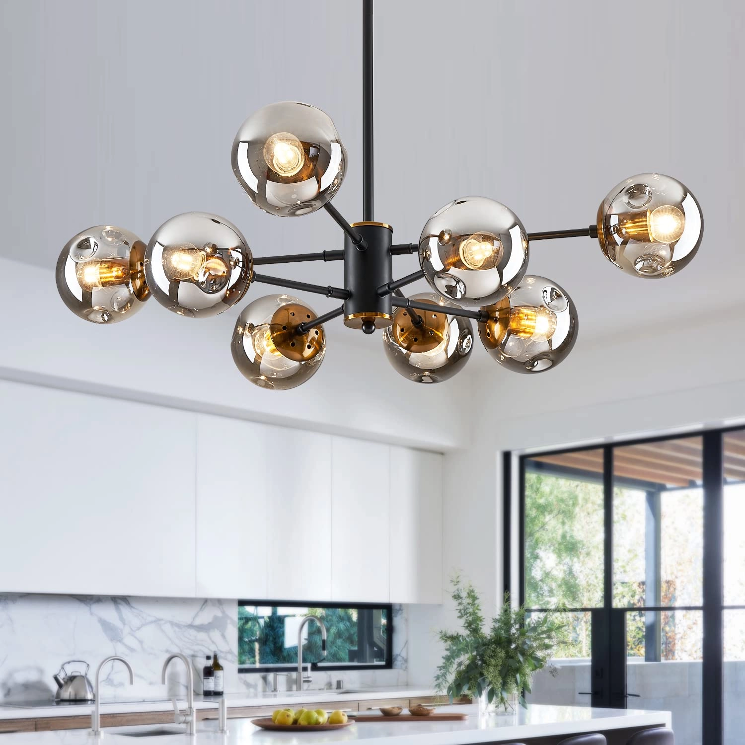DDLLDESHI 8-Light Sputnik Chandelier - adjustable height:39.2"(includes two 11.8" and two 7.8"rods)