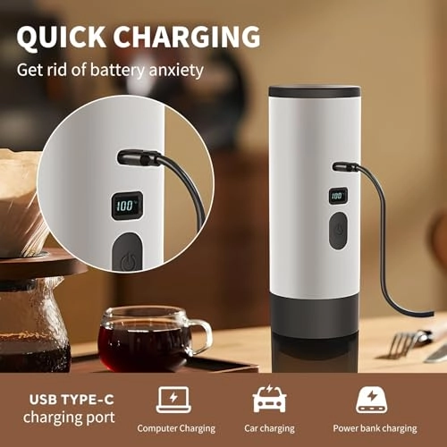3-in-1 Portable Self-Heating Coffee Maker - 60 Milliliters ground coffee and capsules