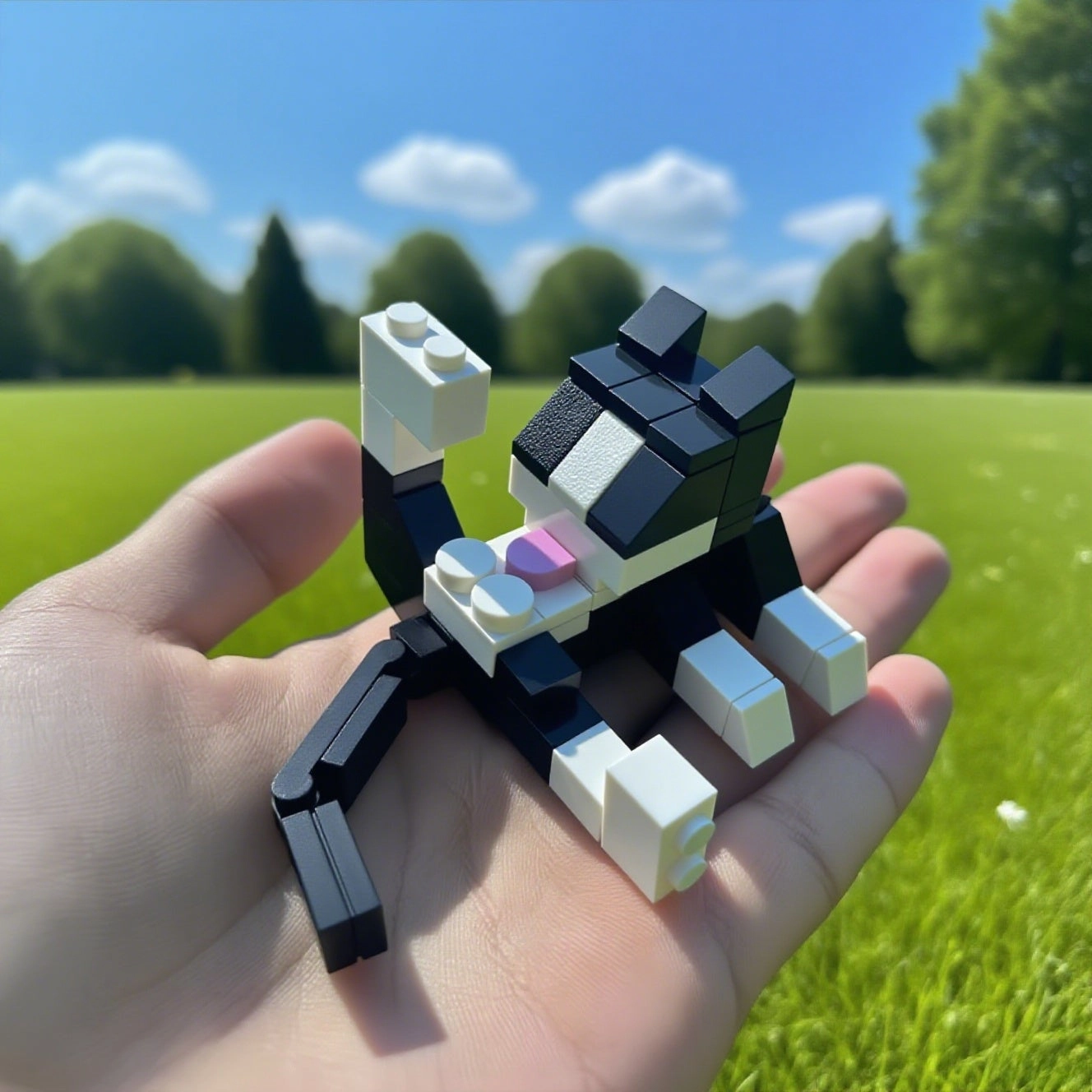 Generic Cute Cow Cat Building Blocks - DIY Mini Pet Figurine Plastic