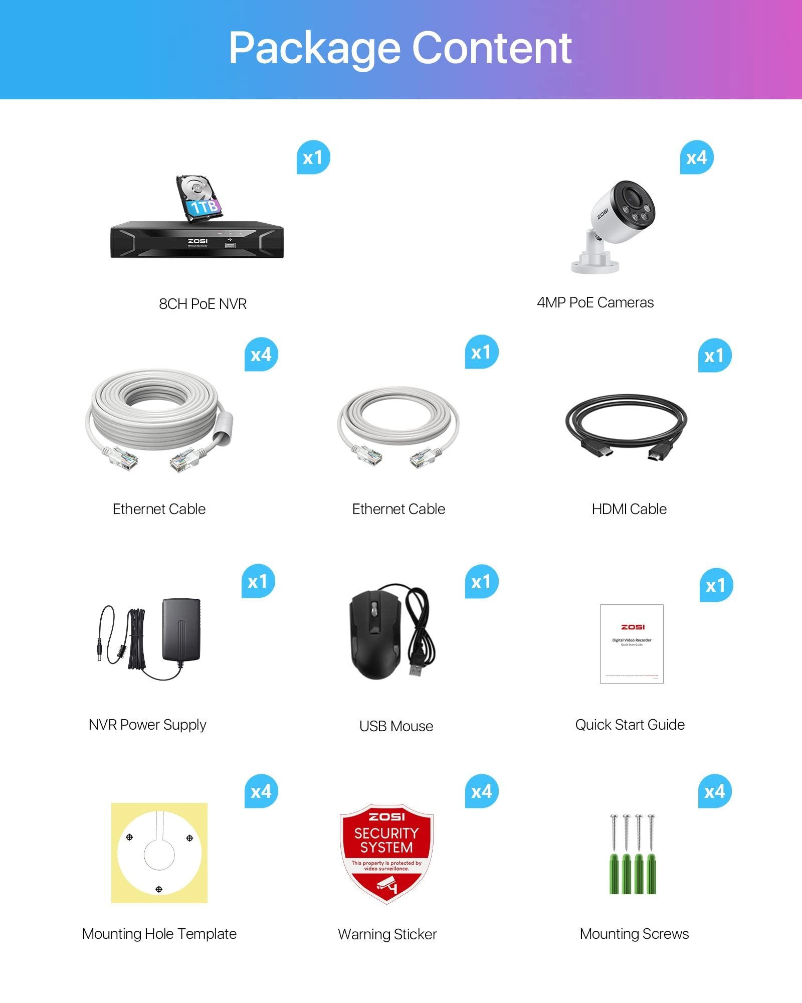 8 Channel 5MP 3K PoE Home Security Camera System