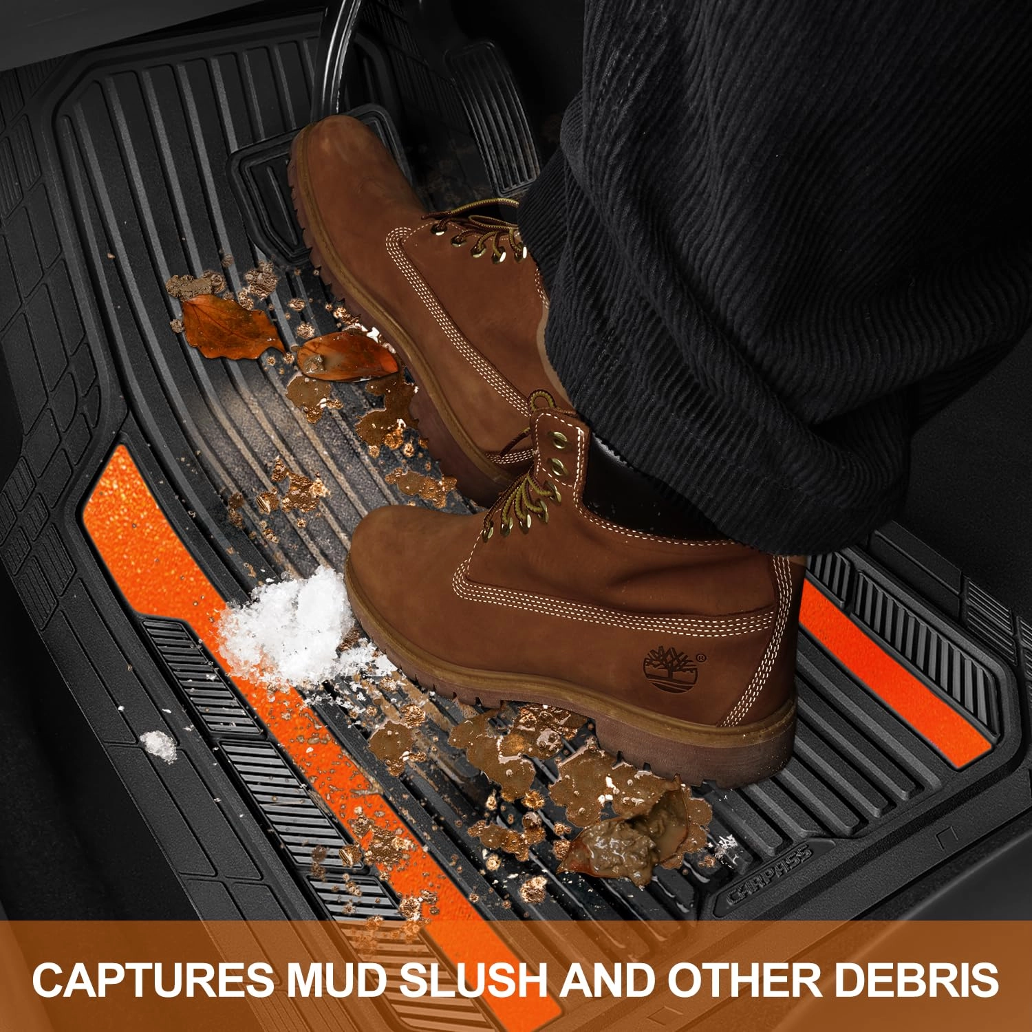 Heavy Duty Rubber Car Mats - All Weather Anodized Universal Fit