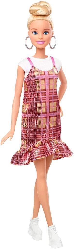 Barbie Fashionistas - Blonde Updo Shimmery Plaid Dress Ages 3+