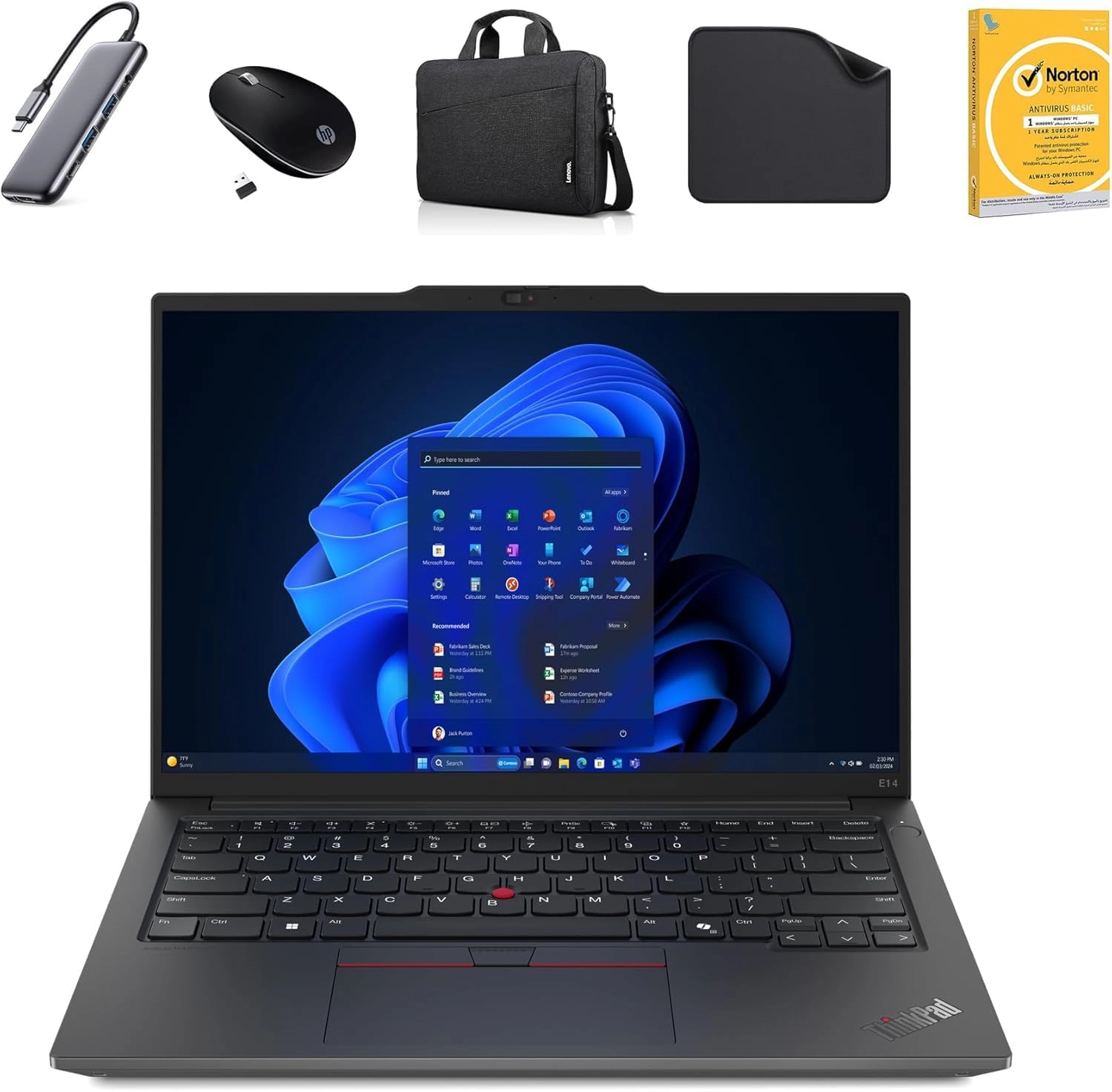 Lenovo E14 Gen 6 - 14'' Intel Ultra 5-125U 16GB DDR5 1TB SSD + 8 in 1 HUB + Wireless Mouse + Laptop Bag + Antivirus + Mouse Pad