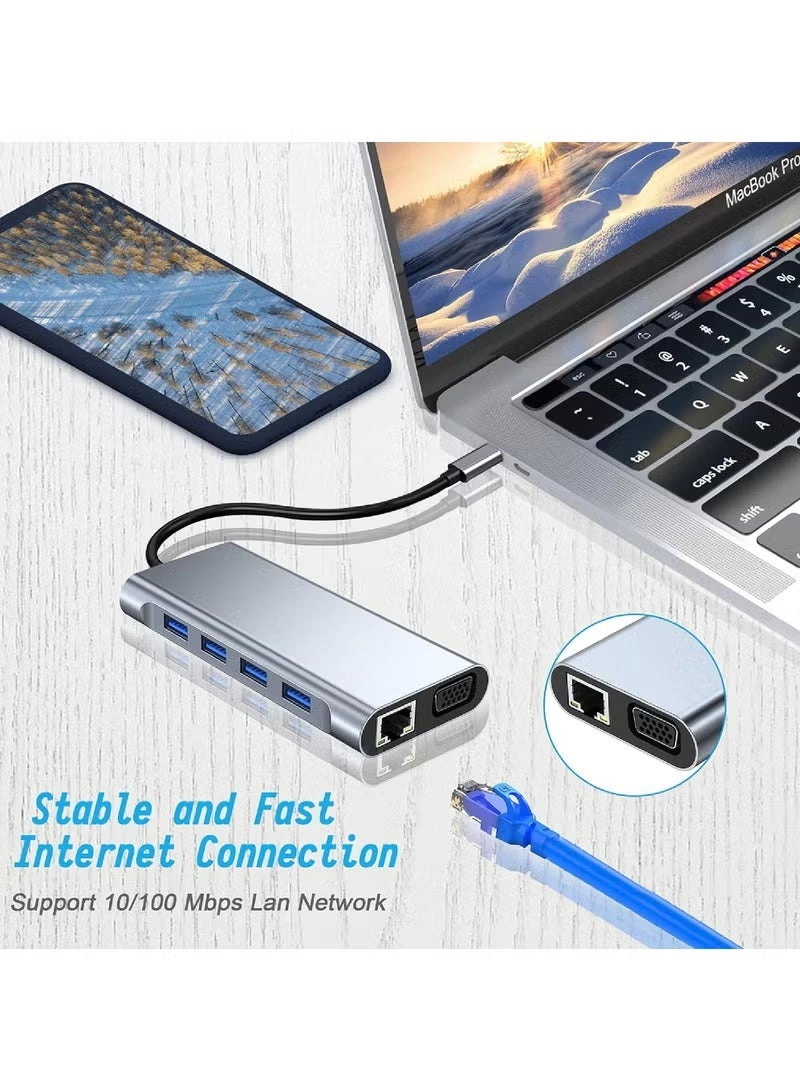 11-in-1 USB C Hub - 4K PD Ethernet