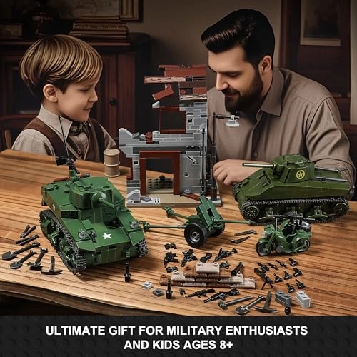 Sherman + Stuart + War-Torn House + Military Motorcycle + Weapons