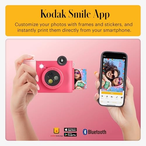 Smile+ - 2-in-1 Digital Instant Print Camera + Case + Zink 20pk 2x3 Sticky Back Photo Paper + Album + Sticker Sets + Sticker Frames + Markers