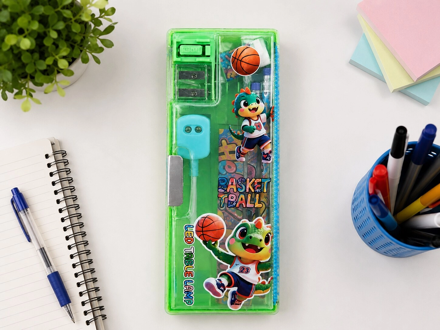 Pencil Box + LED Table Lamp + Sharpener + Stationery Accessories