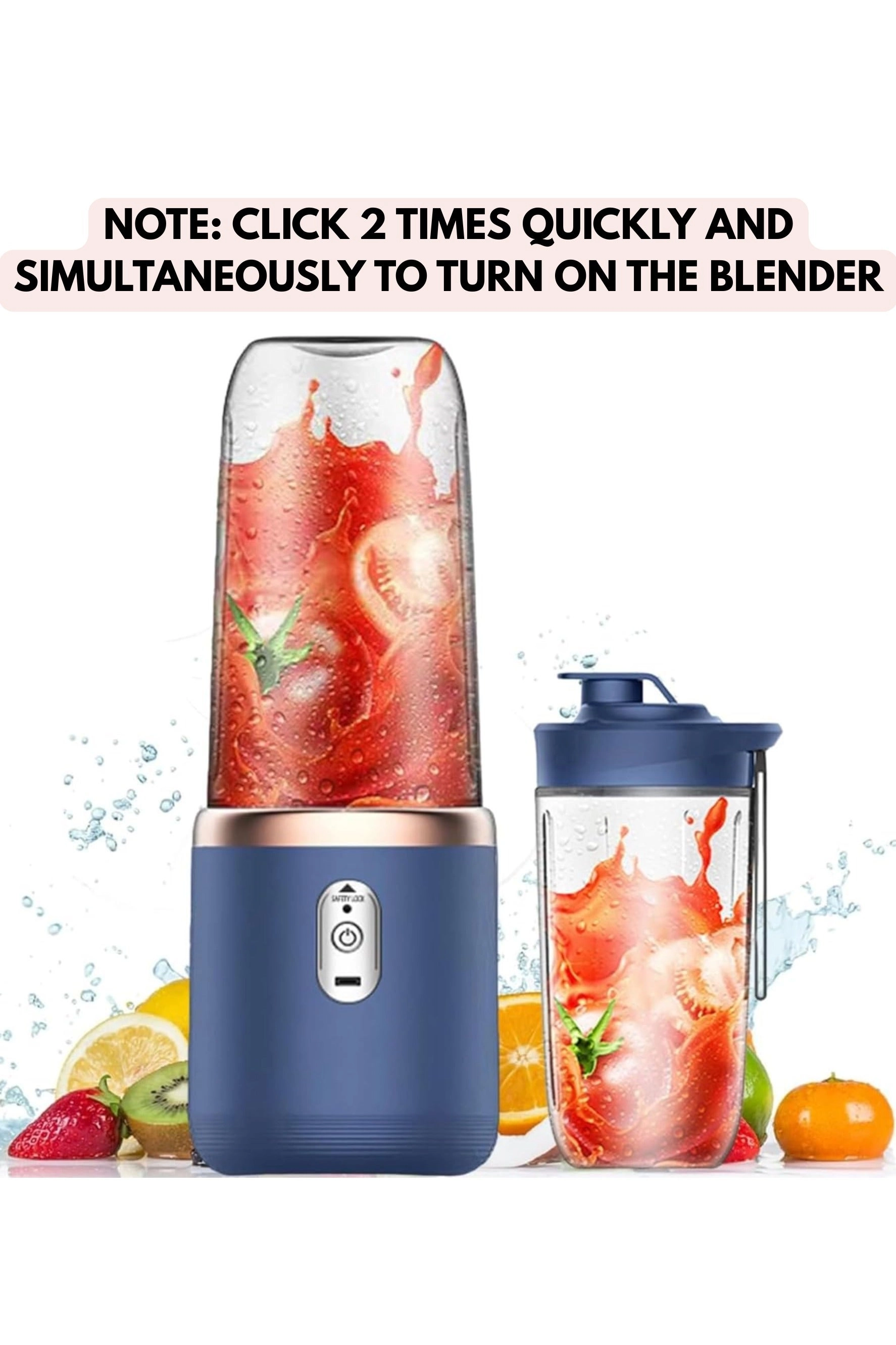 Portable Blender Juicer - USB Rechargeable Blue