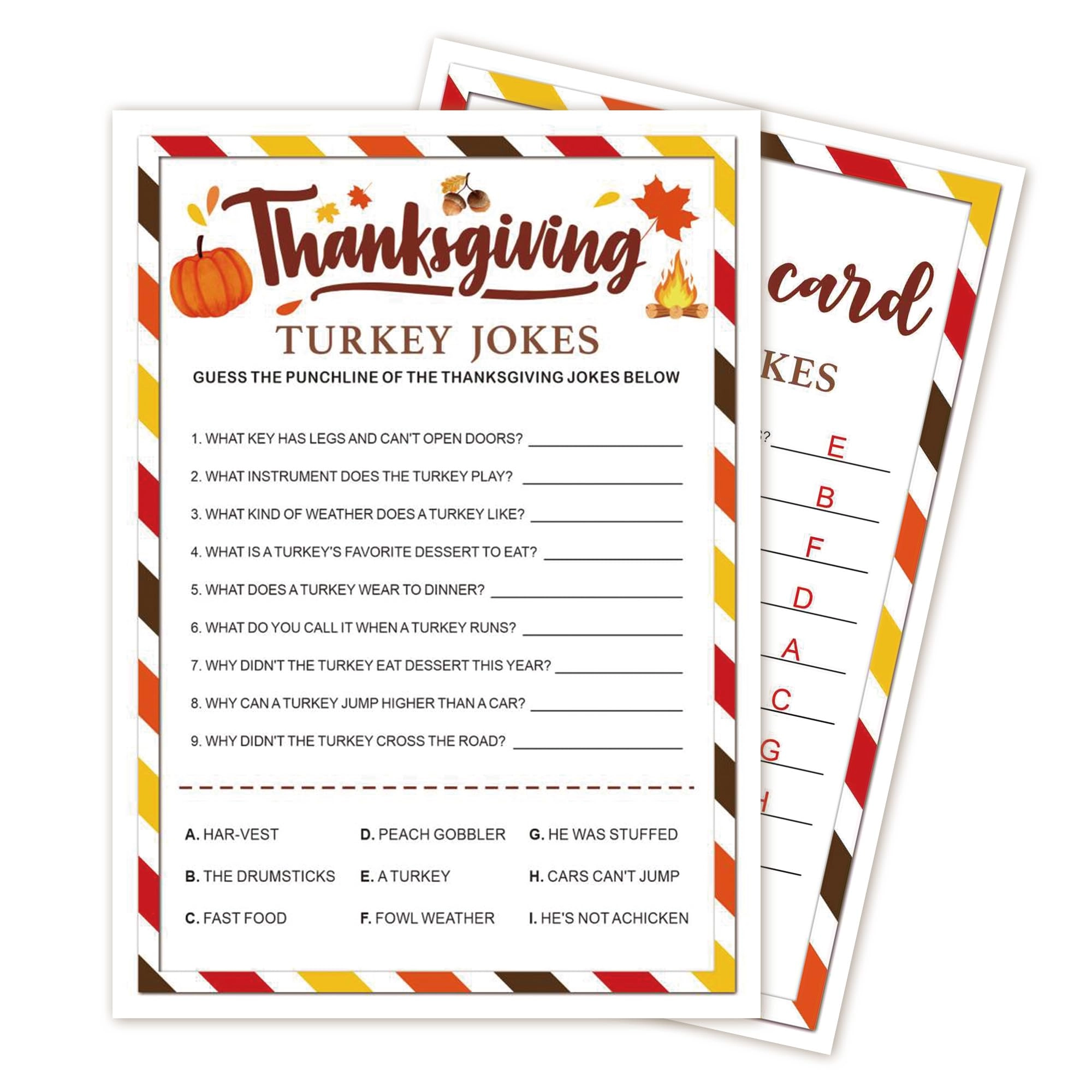 Thanksgiving Party Icebreaker Games Cards - 30 pieces
