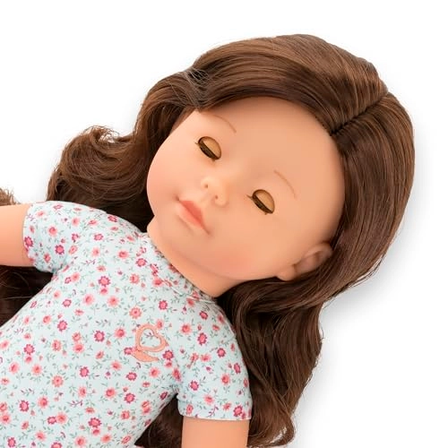 Penelope Floral Doll - 36 cm long brown hair