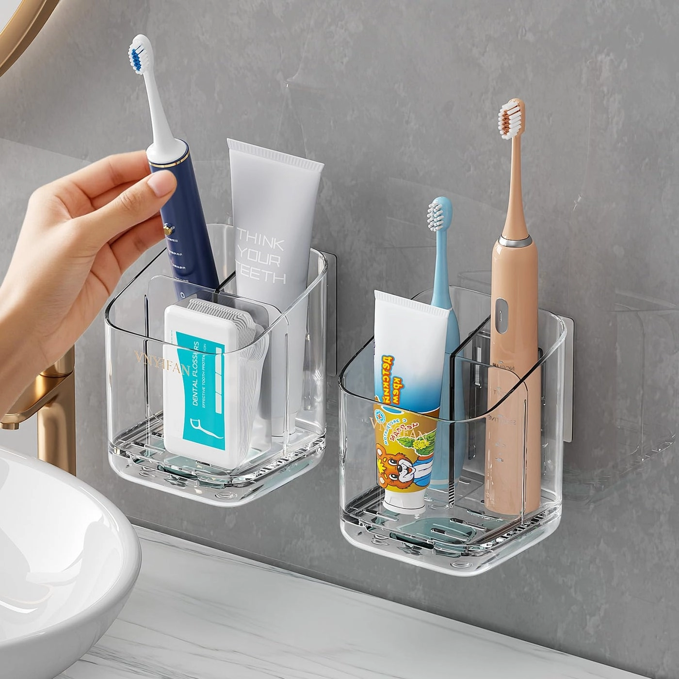 Toothbrush Holders - Wall Mounted 3 Slots