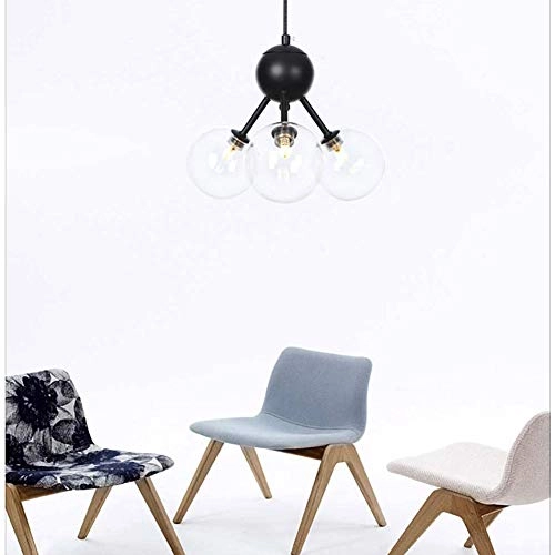 G4 Creative Magic Bean Molecular Chandelier - Black transparent lampshade 3 heads