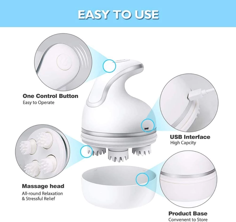 Portable Mini Handheld Scalp Massager - 4 Heads 84 Nodes Waterproof