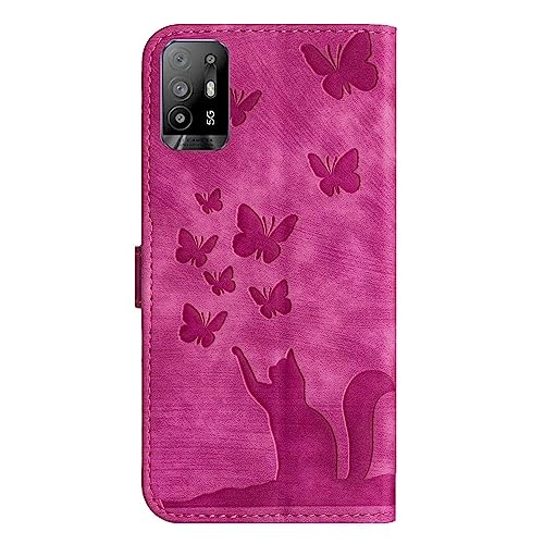 Cute Cat Case Wallet Embossed Flip Cover for OPPO A94 5G